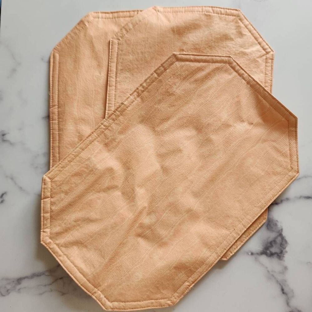 Vintageβ'90s table mats cream peach bundle of 3 easy clean octagon